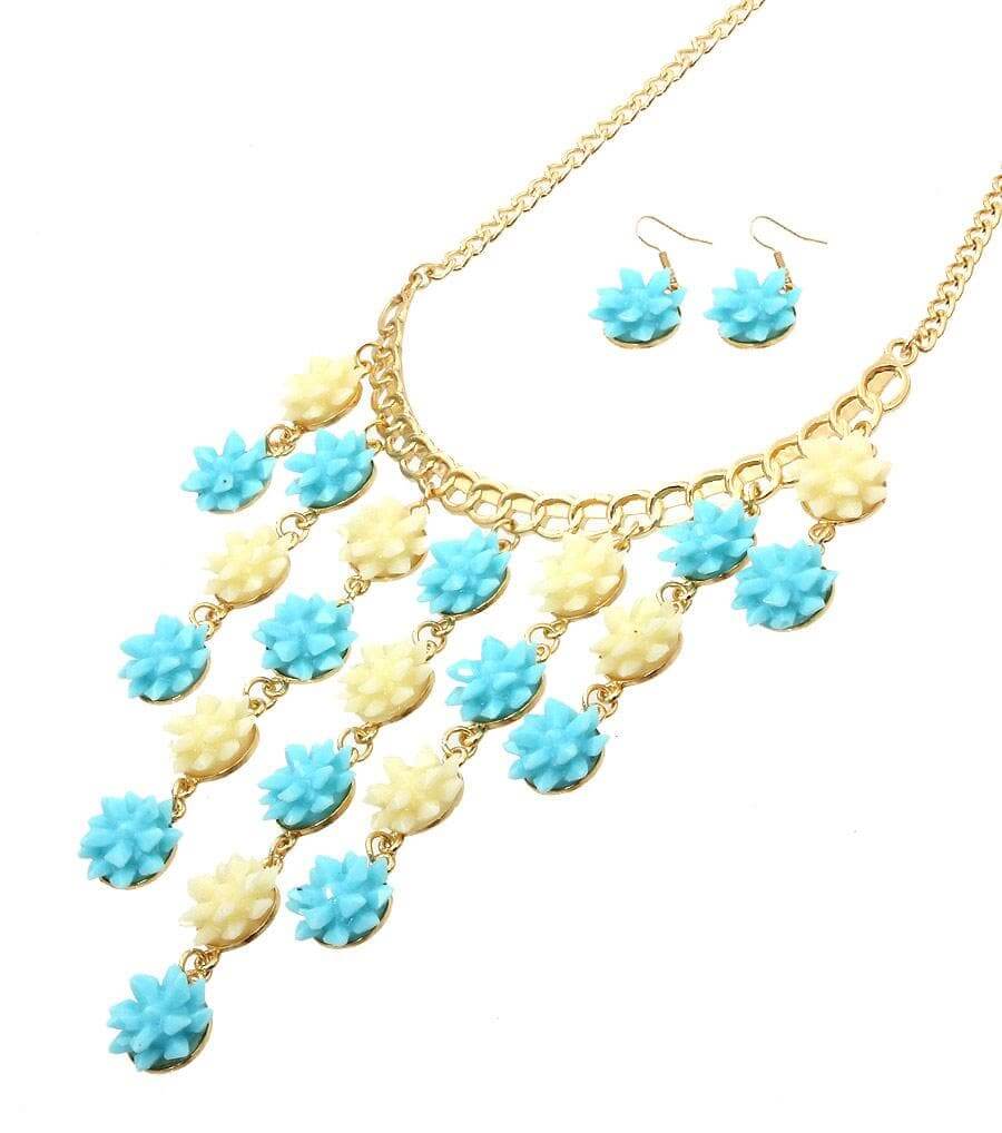 Flower Pendants Drop Gold Necklace Set - The House of Awareness