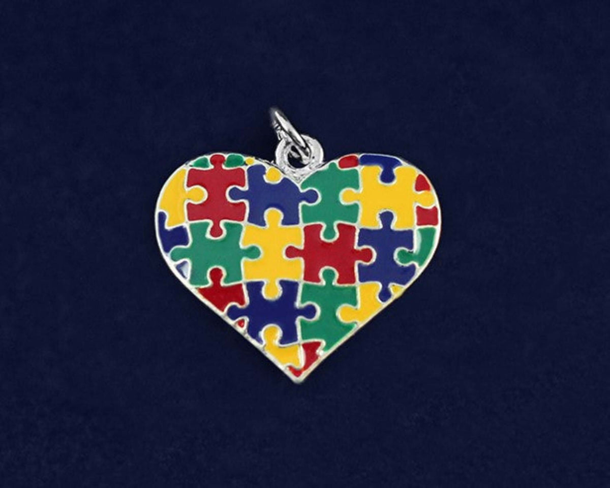 Colored Puzzle Piece Heart Beaded Bracelet for Autism Awareness - The House of Awareness