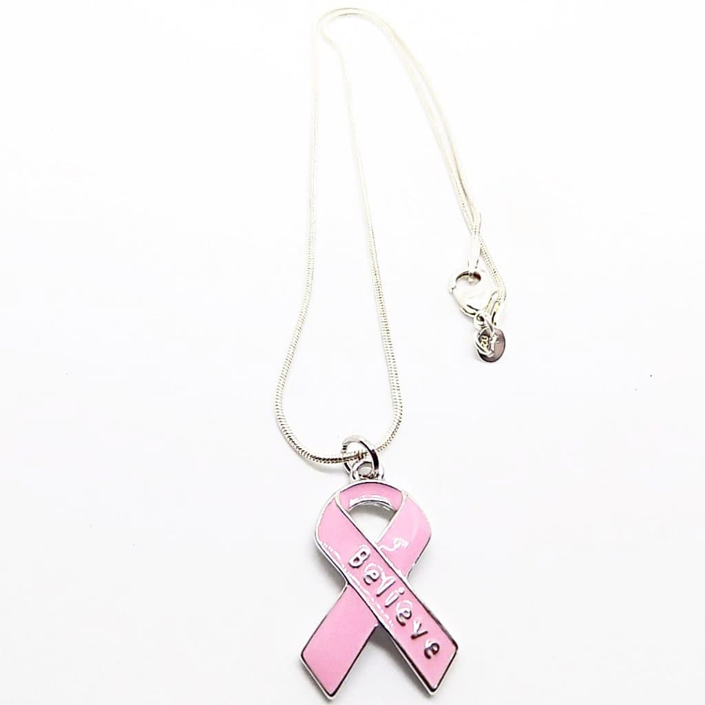 pink and white ribbon necklace