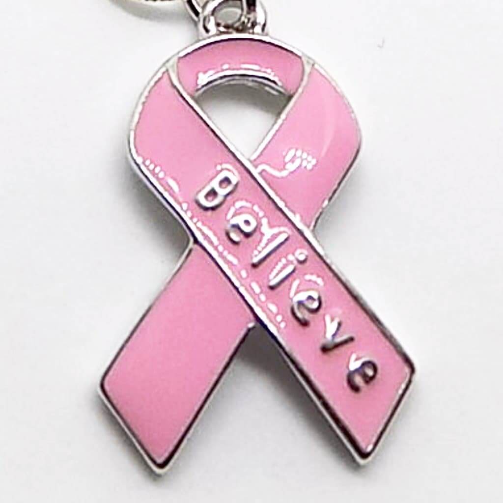 Breast Cancer Pink Ribbon Believe Black Cord Bracelet - The House of Awareness