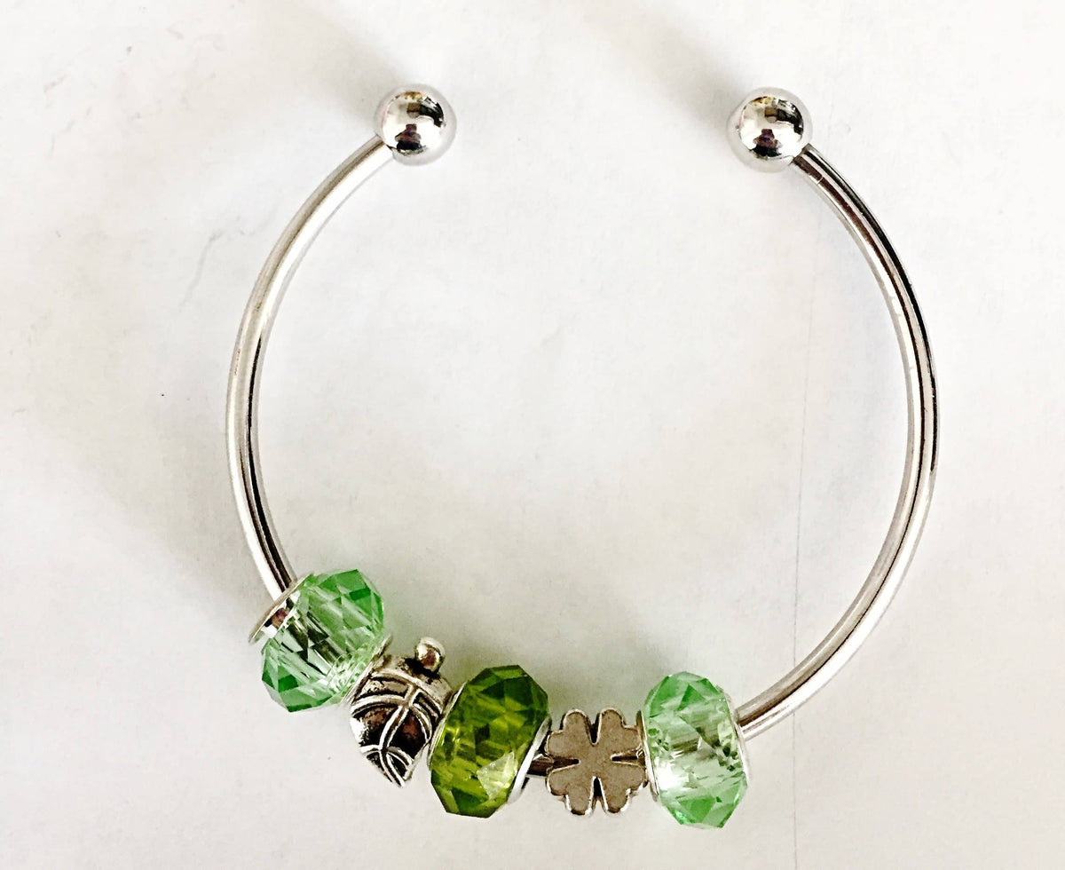Shamrock, Leaf, and Green Charms Bangle Bracelet - The House of Awareness