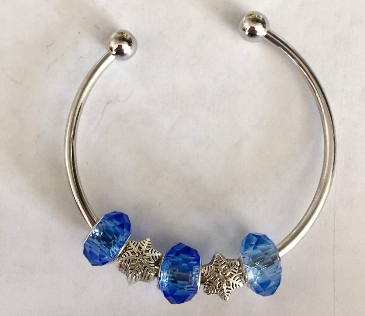 Snowflake and Blue Charms Bangle Bracelet - The House of Awareness