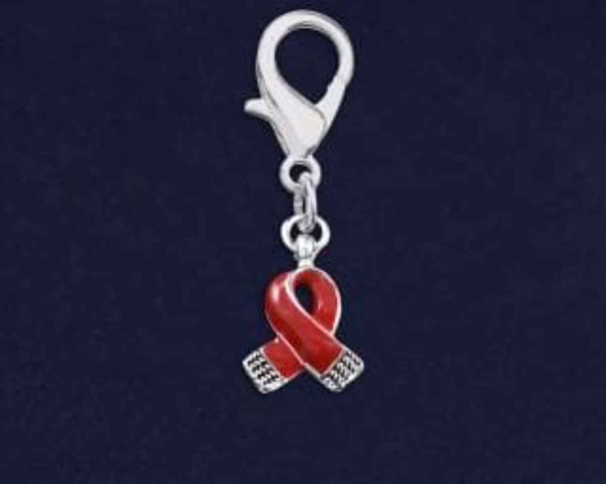 Small Red Ribbon Hanging Charm for Awareness - The House of Awareness