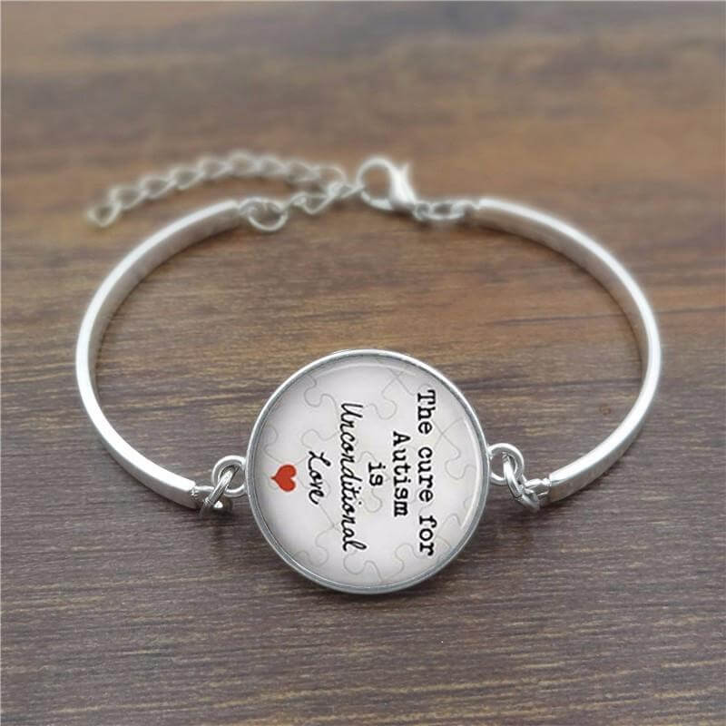 The cure for Autism is unconditional Love Glass Dome Lace Charm Bracelet - The House of Awareness