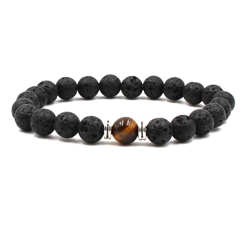 Black Lava Natural Stone 8 Reiki Chakra Stackable Beads Bracelet - The House of Awareness