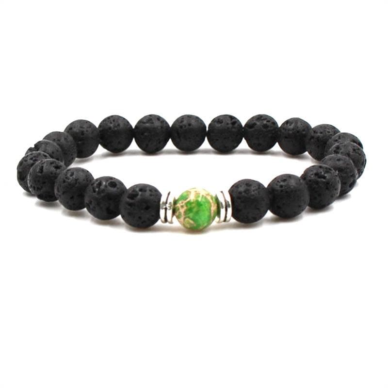 Black Lava Natural Stone 8 Reiki Chakra Stackable Beads Bracelet - The House of Awareness