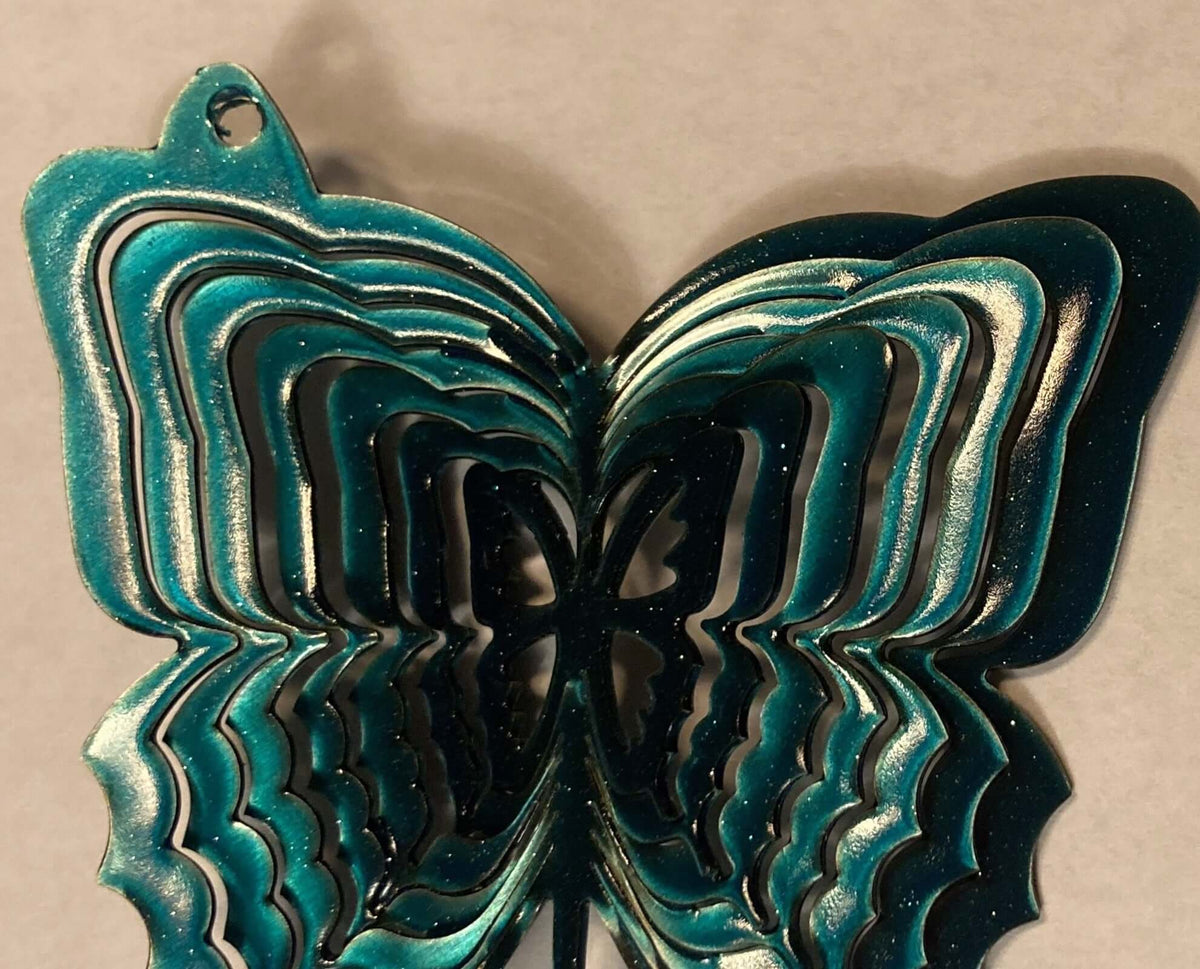 3" Teal Butterfly Wind Spinner- The House of Awareness