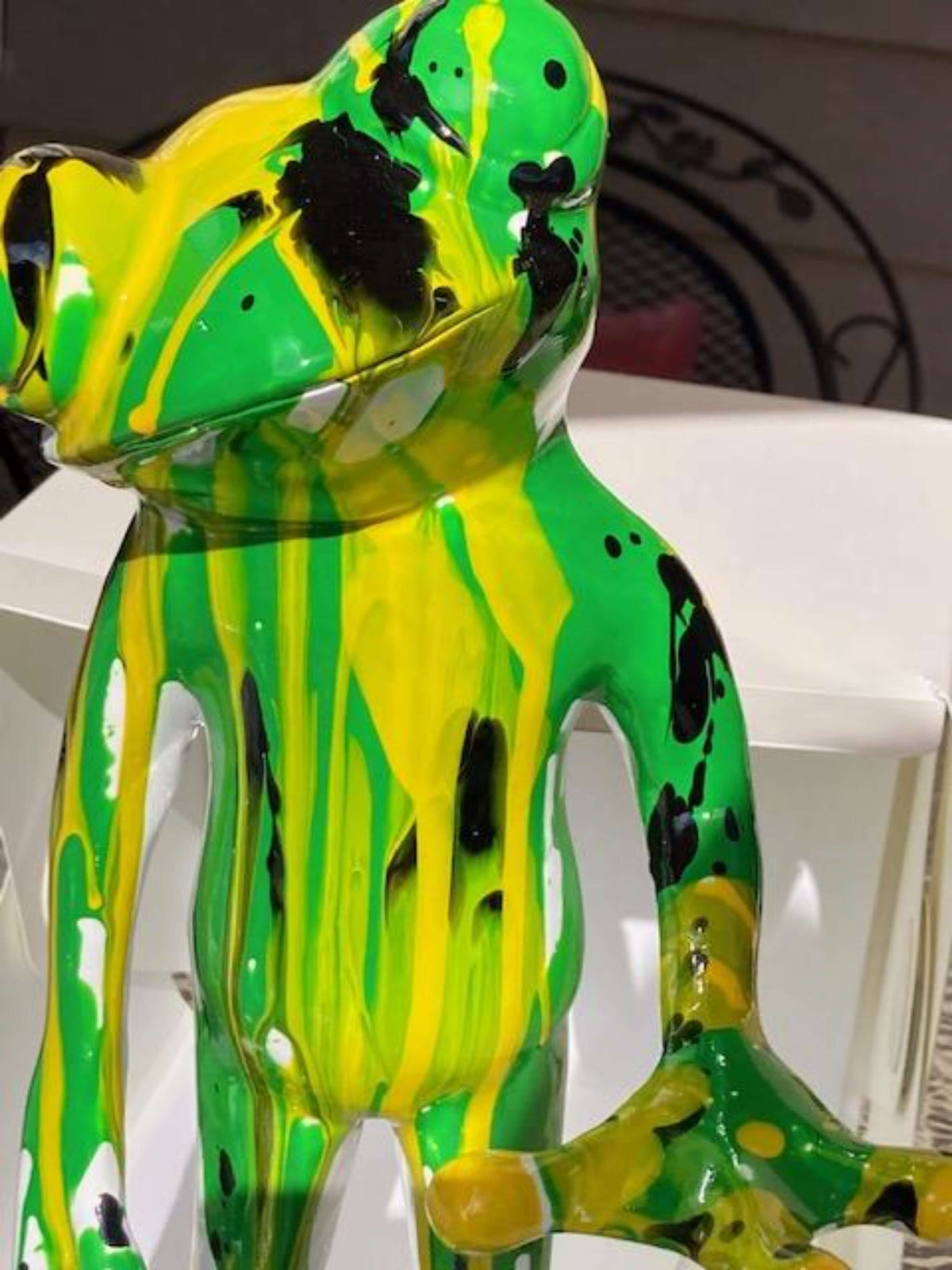 Multicolor Abstract Standing Frog Statue