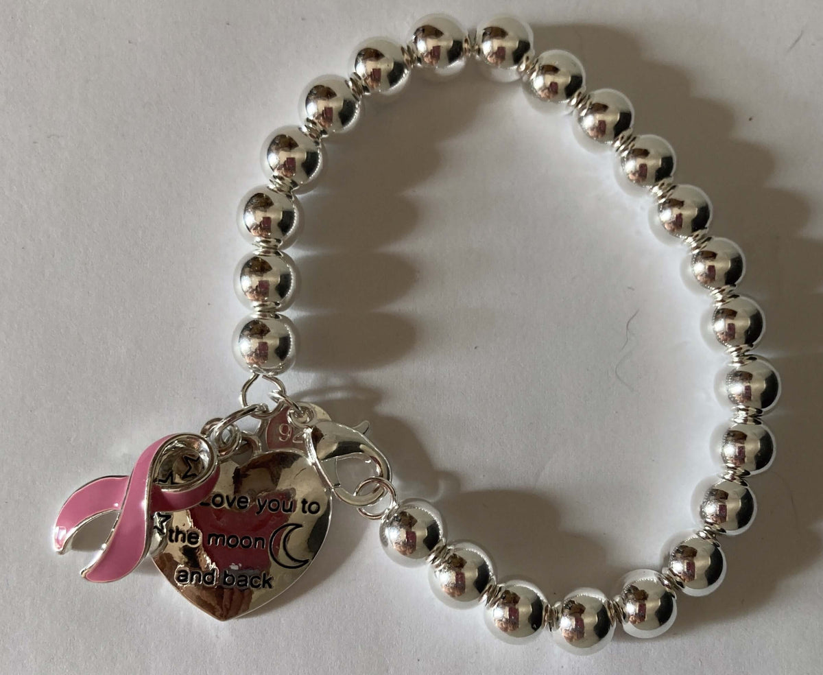 Pink Cancer Ribbon Awareness Beaded Bracelet- The House of Awareness
