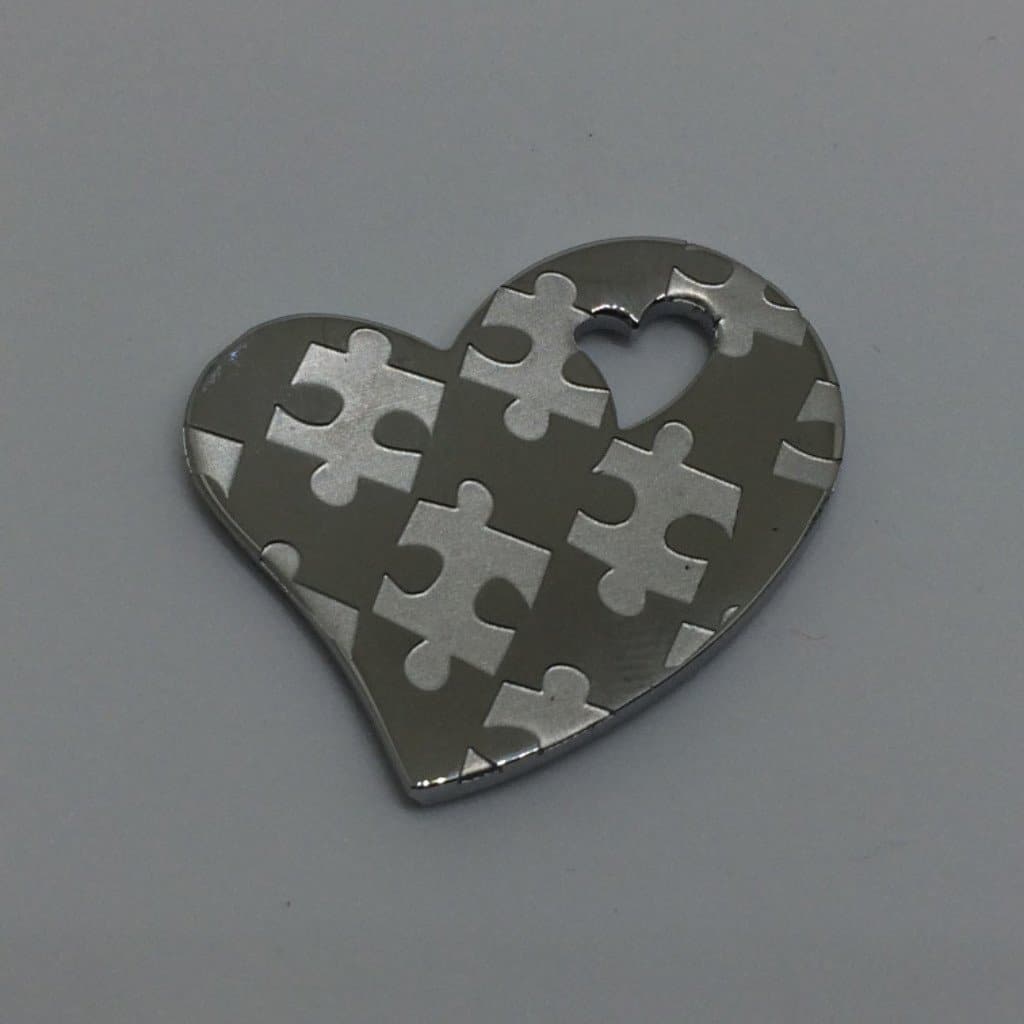 Autism Awareness Puzzle-Design Heart Shape Stainless Steel Pendant - The House of Awareness