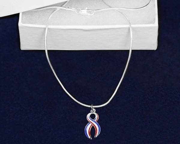 Large Red White Blue Ribbon Necklace - The House of Awareness