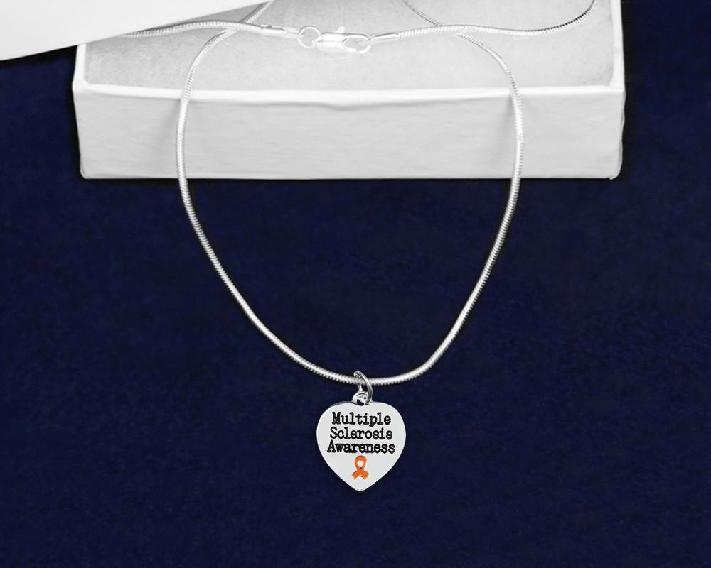 Multiple Sclerosis Awareness Ribbon Necklace and Bracelet Set - The House of Awareness