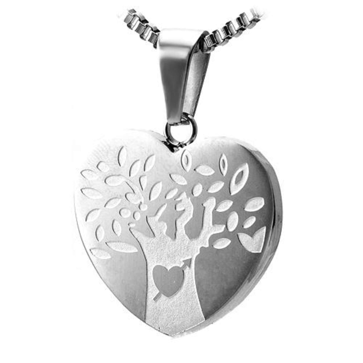 Stainless Steel Heart Pendant with Tree of Life Engraving - The House of Awareness