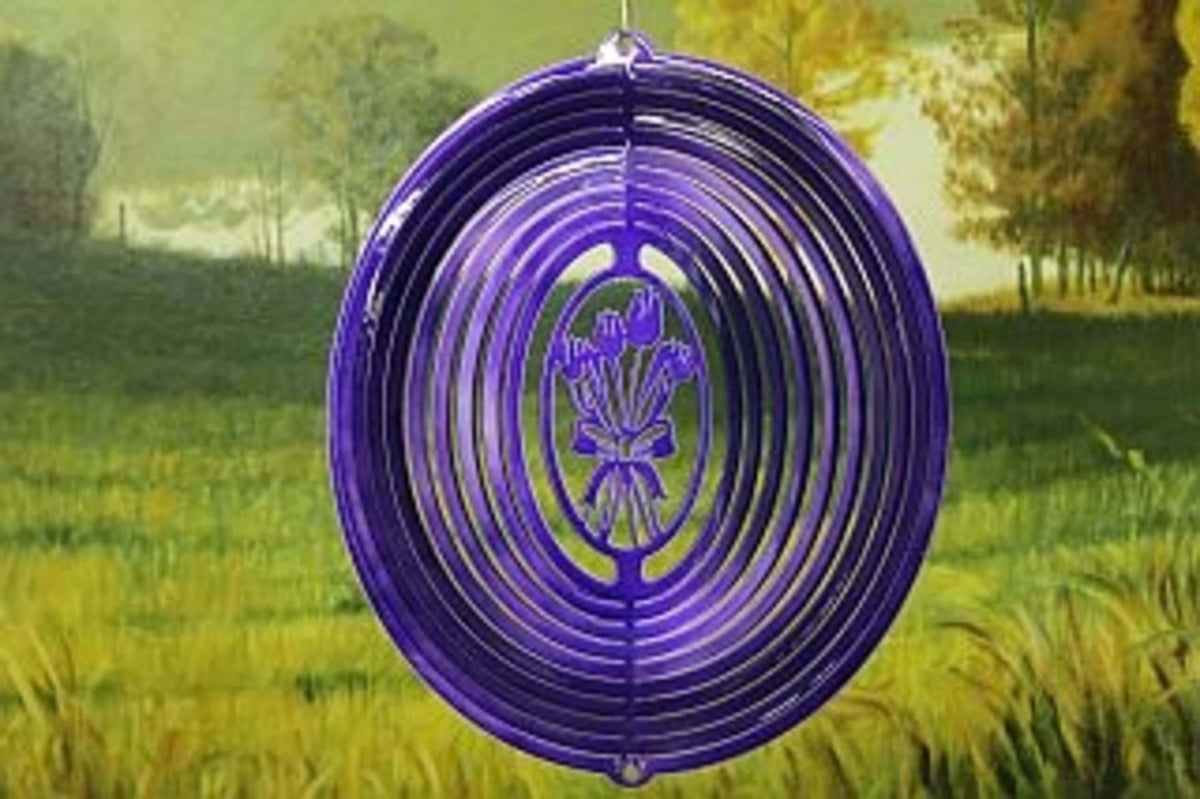 12" Purple Tulips Wind Spinner-USA made-The House of Awareness