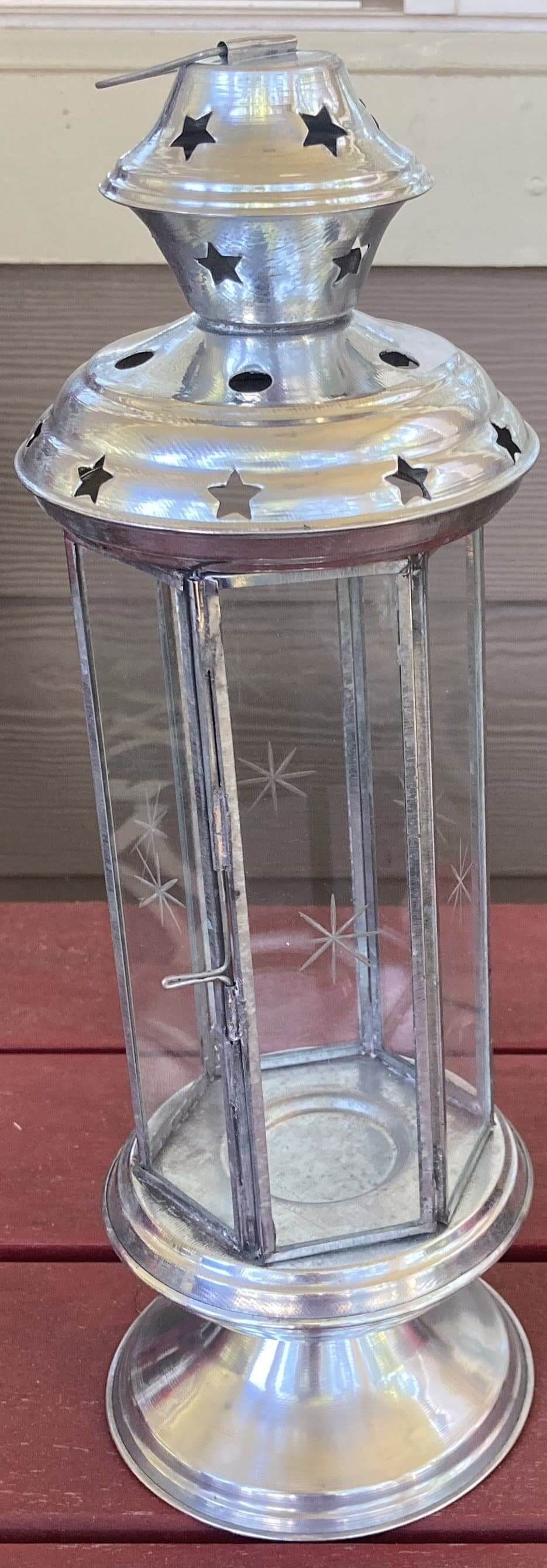 Clear with Stars Glass and Silver with Stars Lantern