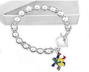 Autism Colored Puzzle Piece Beaded Bracelet - The House of Awareness