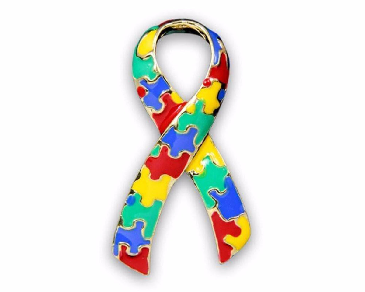 Autism and Aspergers Ribbon Pins - Large Ribbon - The House of Awareness