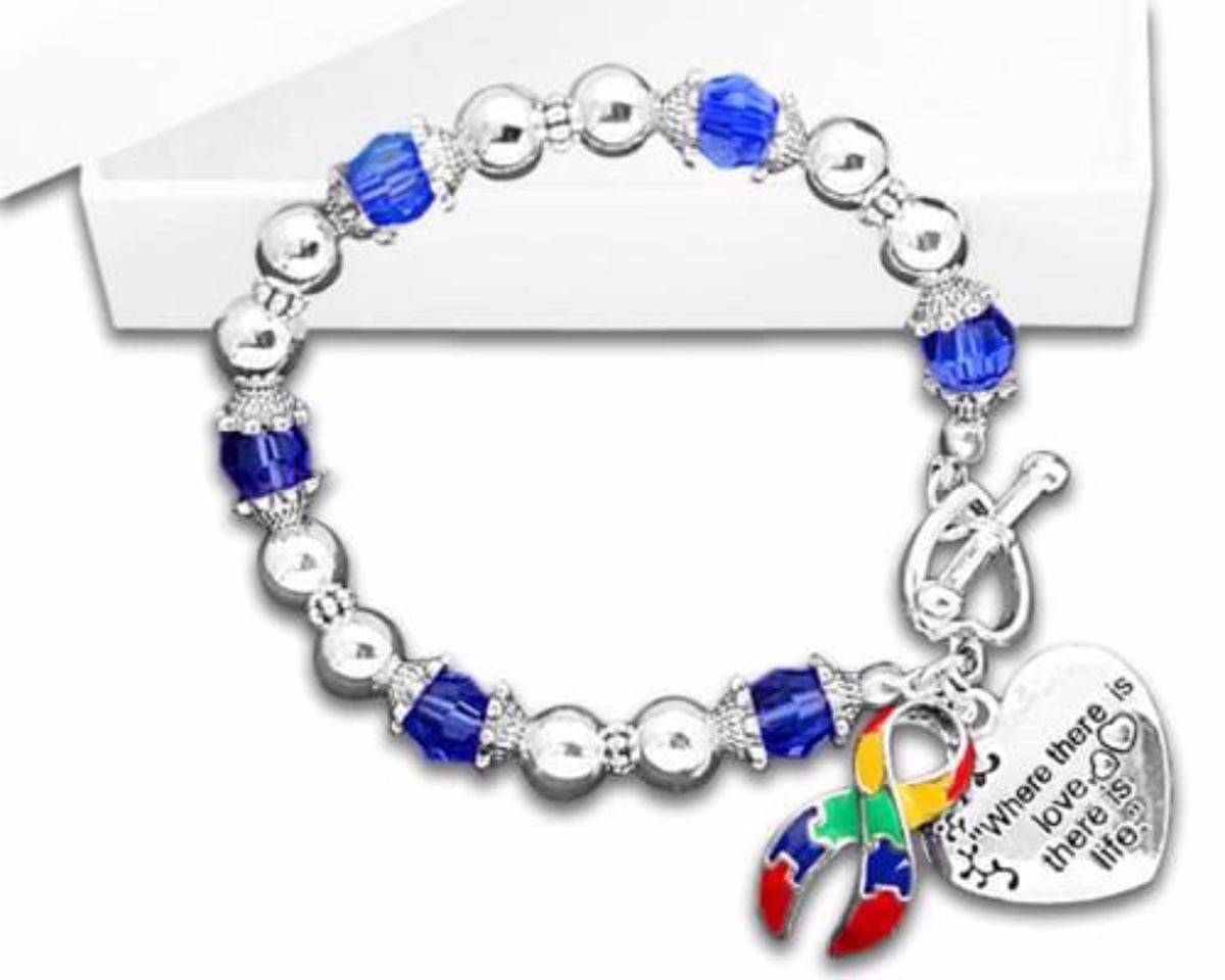 Autism and Aspergers Awareness Ribbon Bracelet - Where There Is Love - The House of Awareness