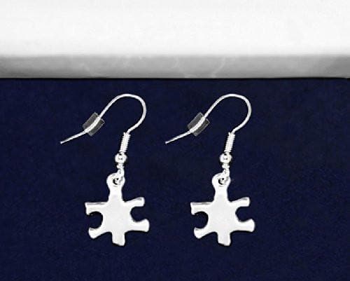 Autism Awareness Silver Puzzle Piece Earrings - The House of Awareness