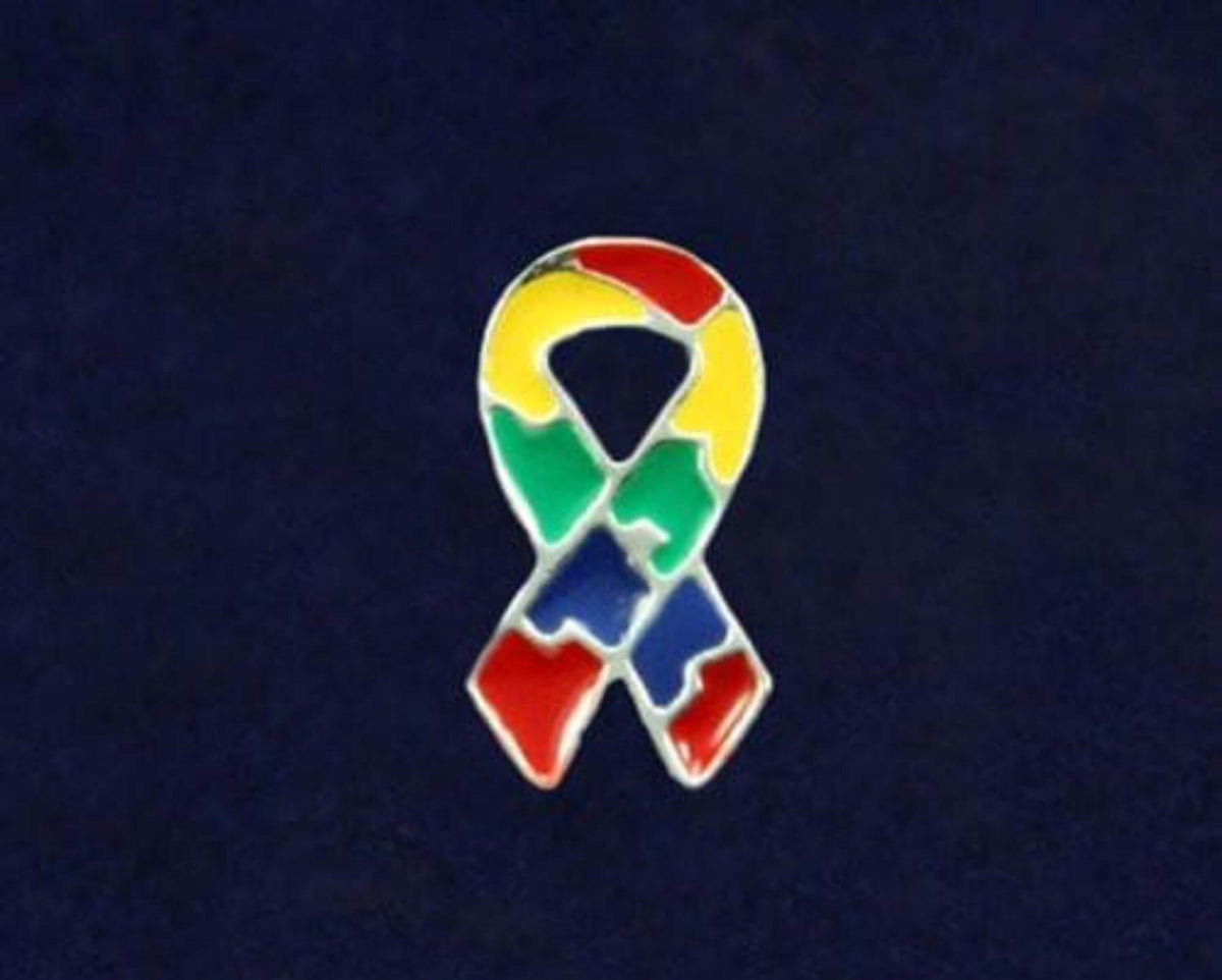 Small Flat - Autism and Aspergers Ribbon Pin - The House of Awareness