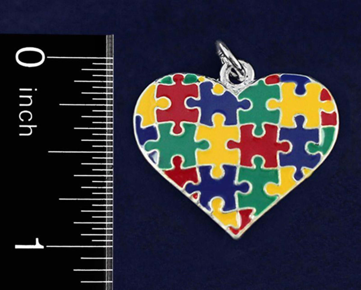 Colored Puzzle Piece Heart Beaded Bracelet for Autism Awareness - The House of Awareness