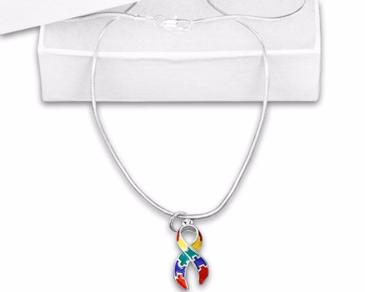 Autism Awareness Puzzle Charm Necklace with 18" Chain - The House of Awareness