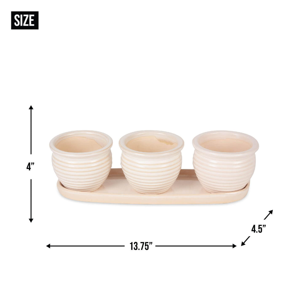 Cream Round Ceramic SmallL Planter Set of 3