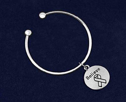 Open Bangle Bracelet with Believe Ribbon Charm for Causes - The House of Awareness