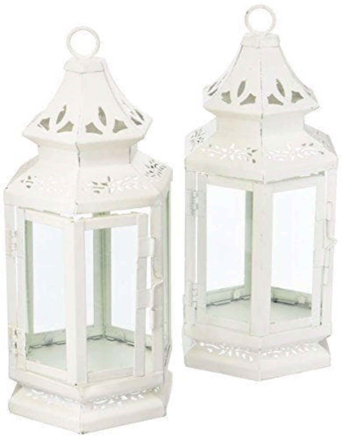 Set of 2 Floral Cutwork White Lanterns - The House of Awareness