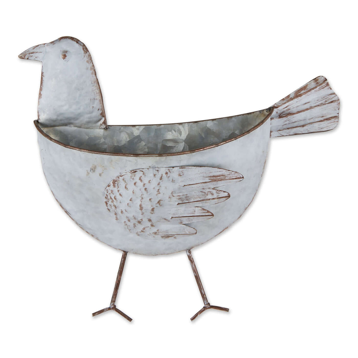 Bird and Rooster Galvanized Wall Planter