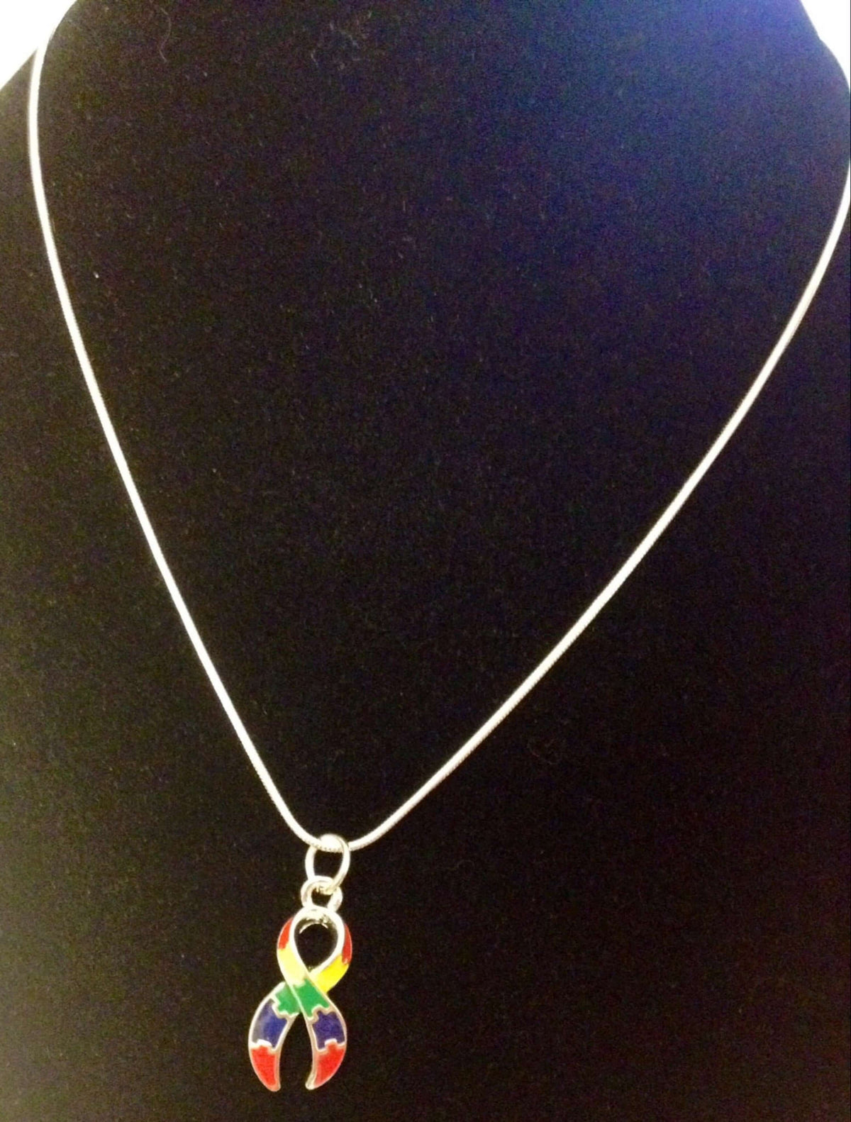 Puzzle Charm 18" Necklace for Autism Awareness paired with Hoop Earrings - The House of Awareness