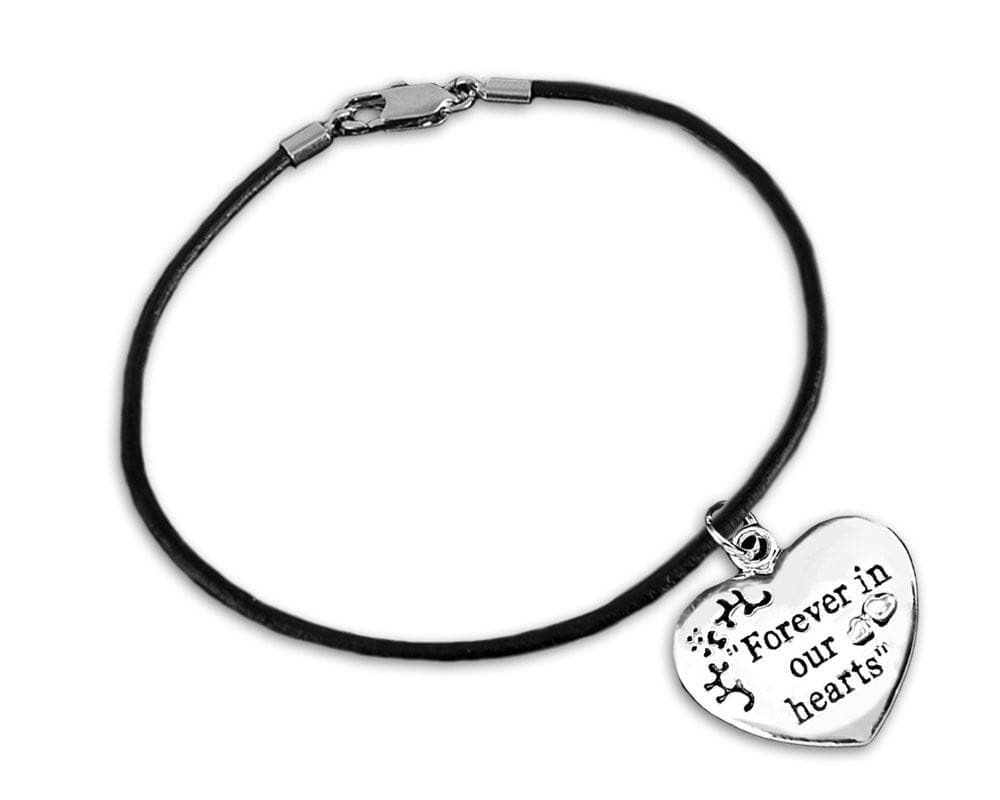 Forever In Our Hearts Charm on Black Cord Bracelet for All Causes with Box - The House of Awareness