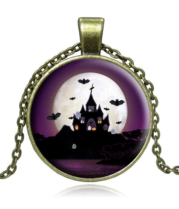 Antique Bronze Halloween Theme Necklace - The House of Awareness