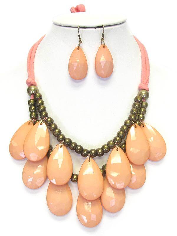 Double Layer Chunky Teardrop Tie Back Necklace Set - The House of Awareness