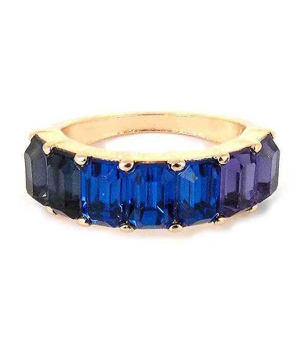 Baguette Blue Crystal Ring - The House of Awareness