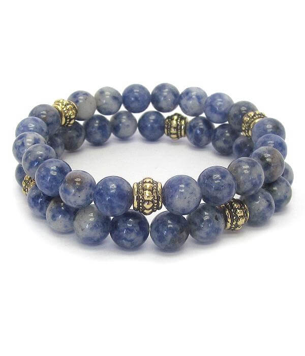 Multi Stone Ball Double Stretch Bracelet Set - The House of Awareness