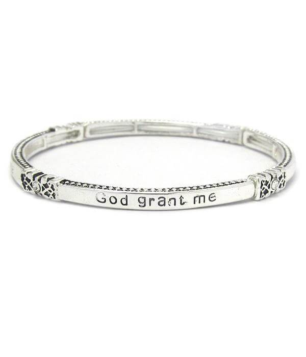 Silver Religious Inspiration Stackable Serenity Prayer Stretch Bracelet - The House of Awareness