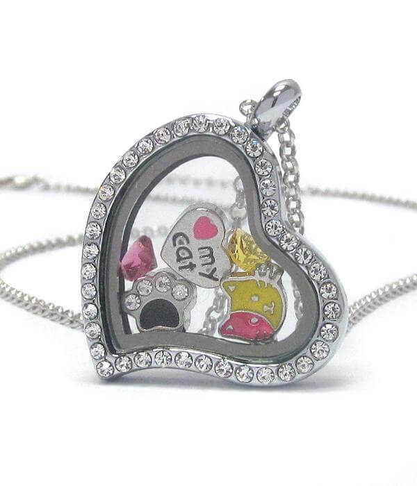 Heart Charm Locket Necklace for Cat Lovers - The House of Awareness