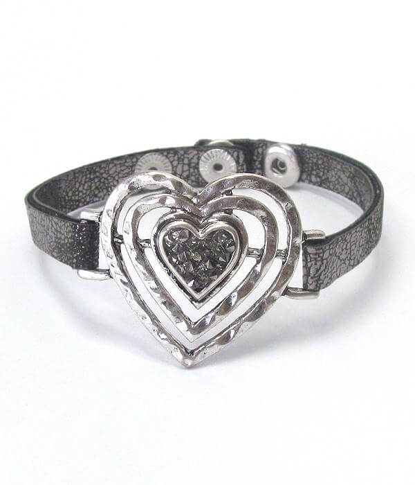 Heart and Leatherette Band Bracelet for Love - The House of Awareness