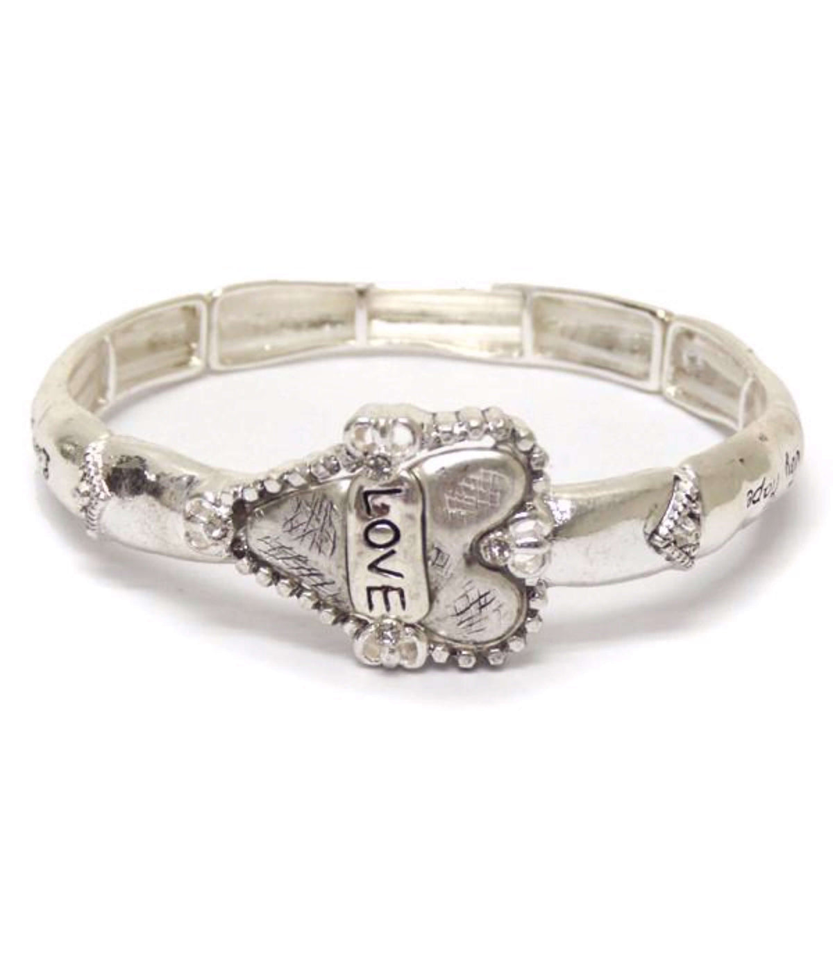 Metal textured heart message bracelet for Valentine's Day - The House of Awareness