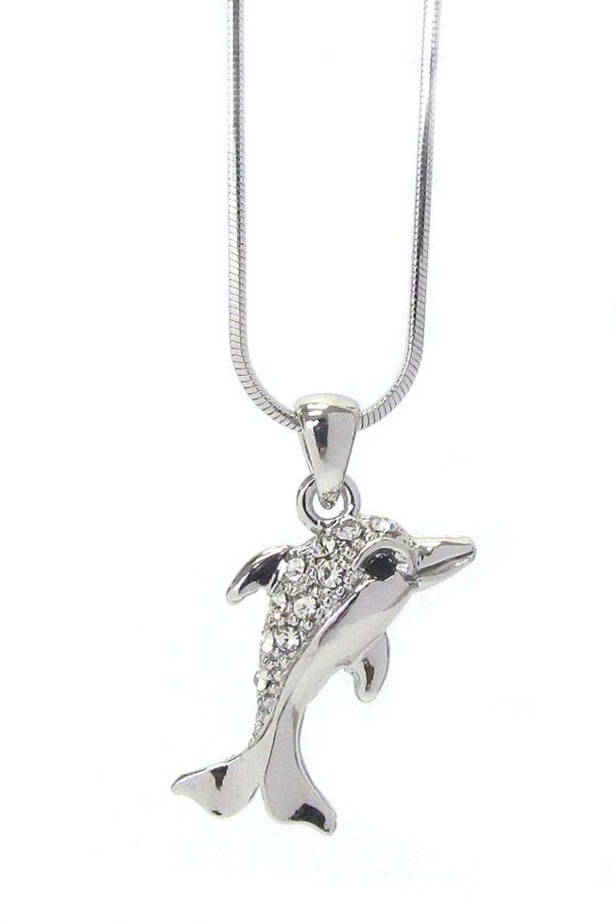 Whitegold Plating Crystal Dolphin Pendant Necklace - The House of Awareness