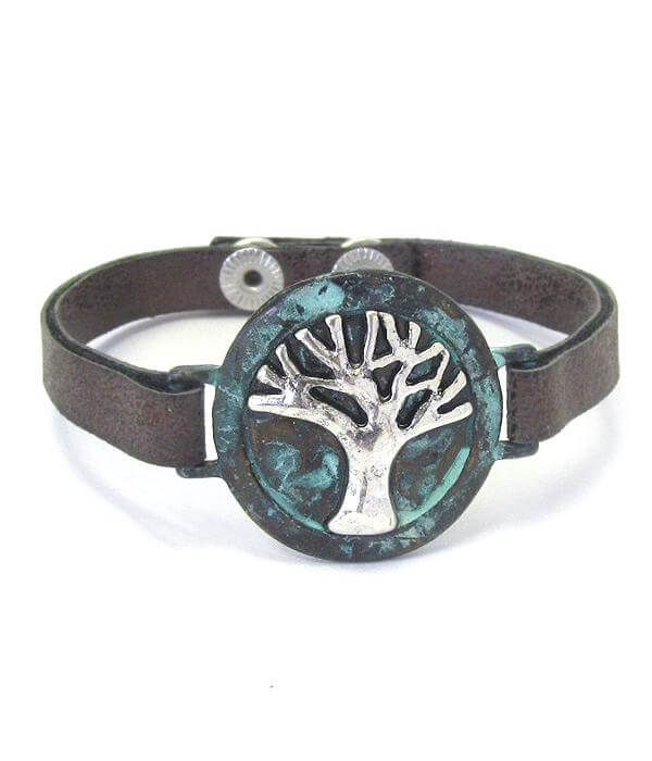 Tree of Life and Leather Band Bracelet - The House of Awareness