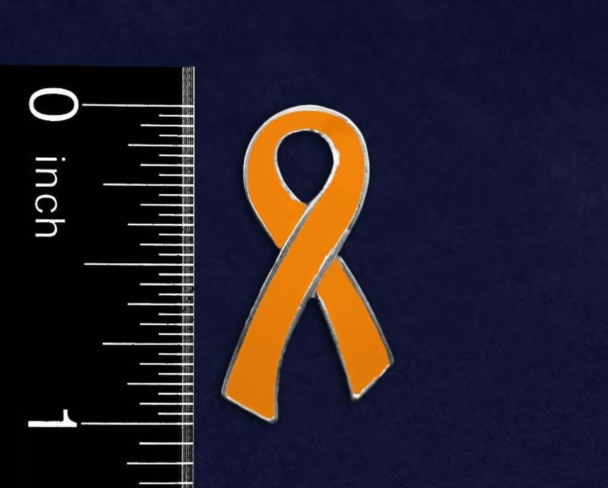 Orange Ribbon Pin - Large Flat