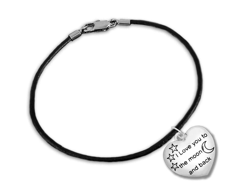 "I Love You To The Moon And Back" Black Cord Bracelet - The House of Awareness