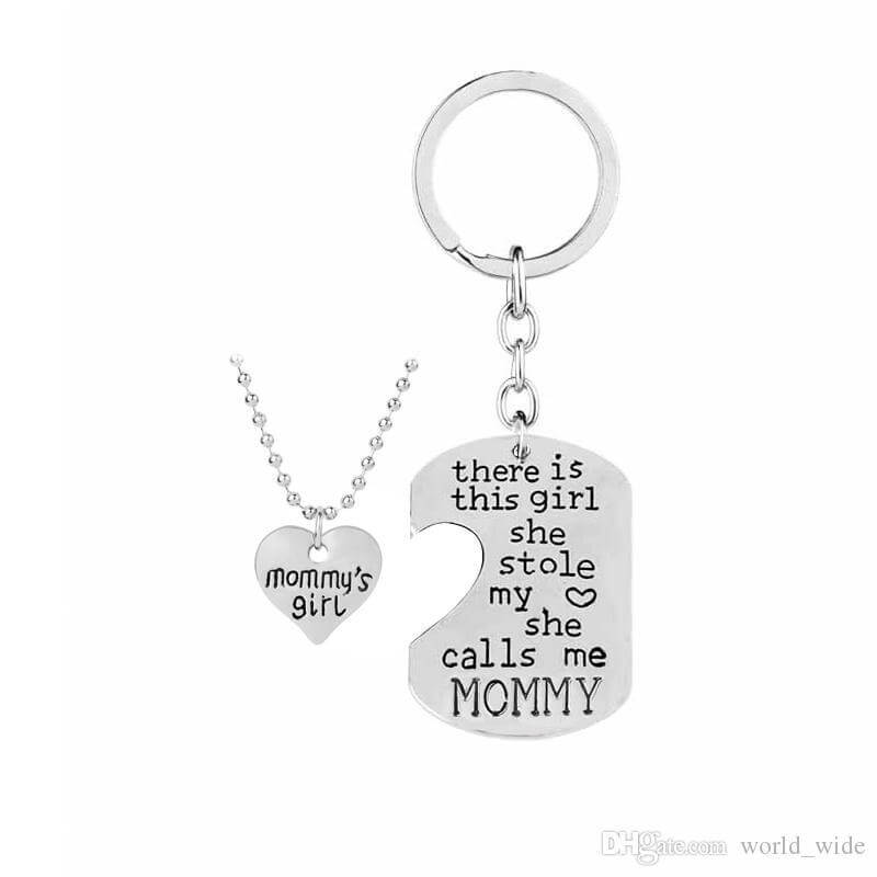 Mommy and Girl Necklace and Key Charm Set - She Calls Me Mommy - The House of Awareness