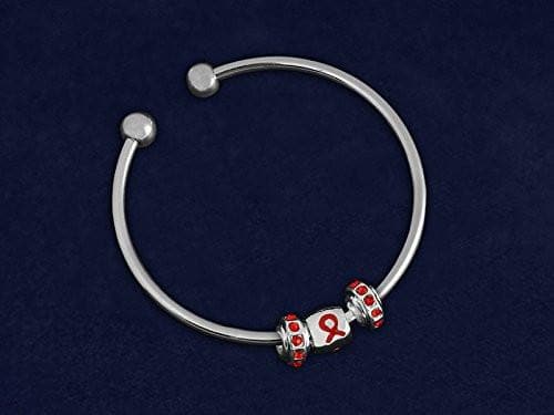 Open Bangle Red Ribbon Bracelet for Causes - The House of Awareness