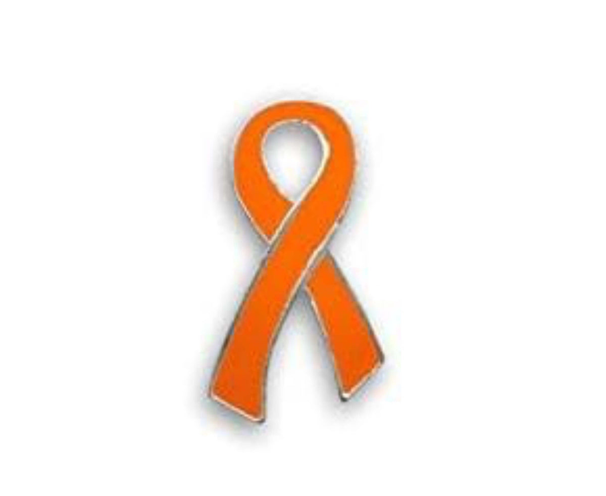 Orange Ribbon Pin - Large Flat - The House of Awareness