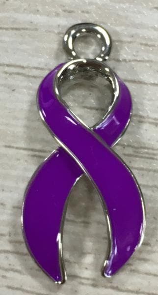  Open Bangle Bracelet with Purple Ribbon Charm for Causes - The House of Awareness