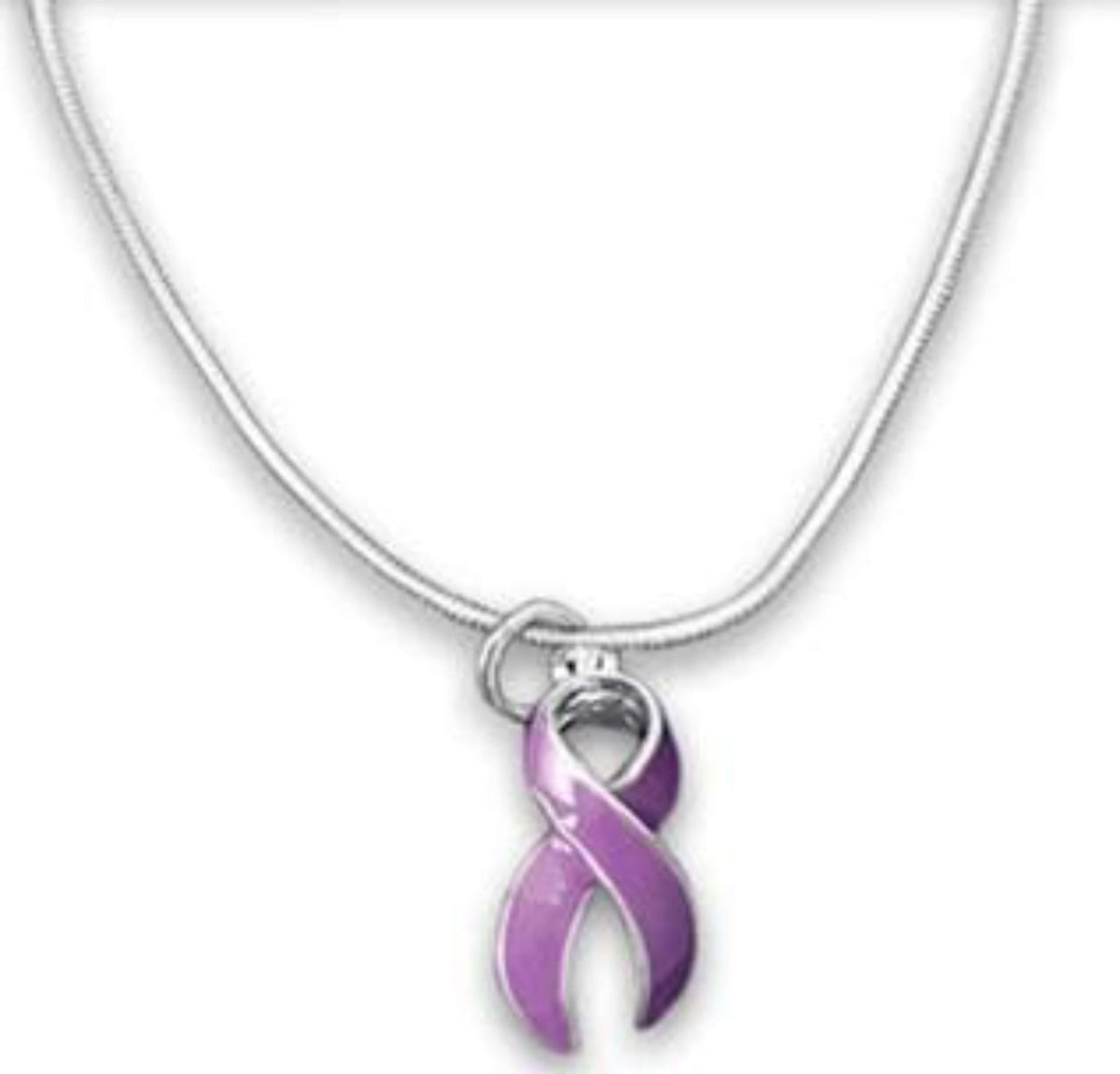 Purple Ribbon 16 or 18 Inch Necklace for all Causes - The House of Awareness