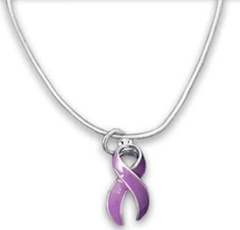 Purple Ribbon 16 or 18 Inch Necklace for all Causes - The House of Awareness